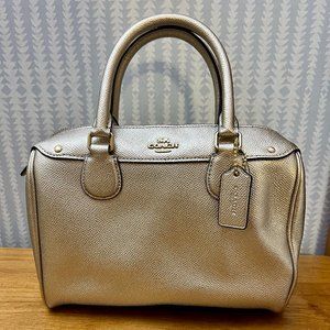 Coach Mini Bennett Satchel Handbag Metallic Platinum